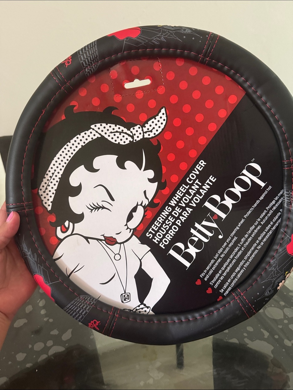Betty Boop Black, Red & White Steering Wheel Cover